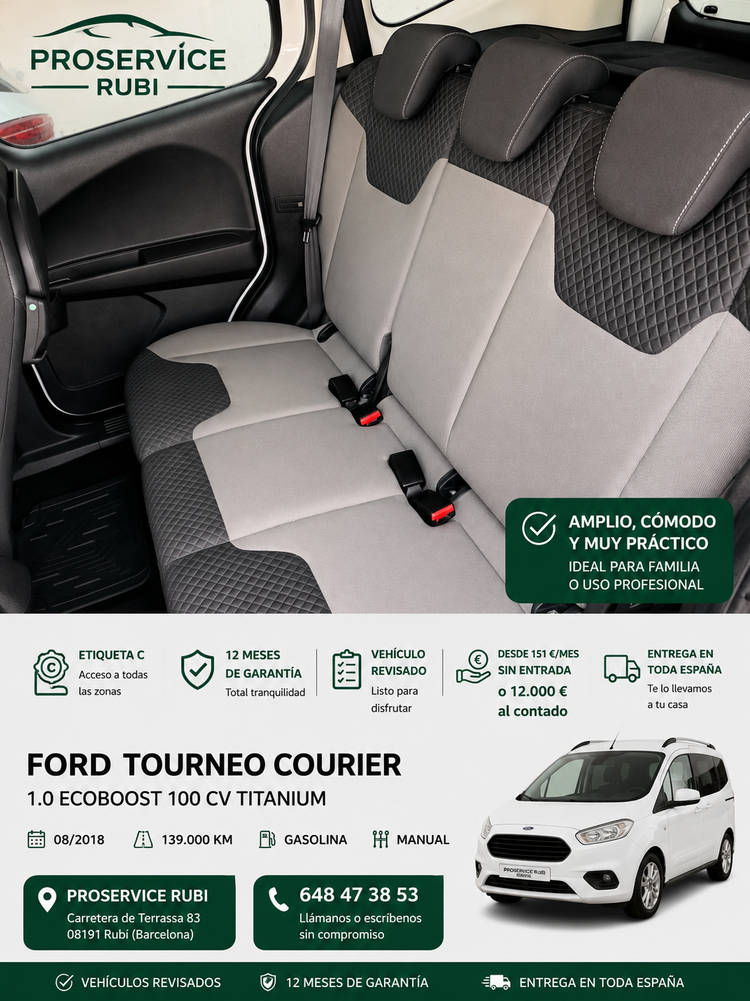 FORD TOURNEO 1.0 100CV ACABADO TITANIU, 2